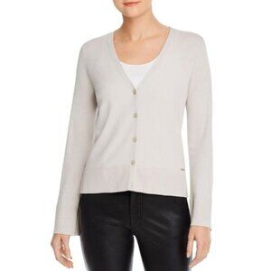 Tahari Women's Bell Sleeve Cardigan Sweater Pale Platimum XS